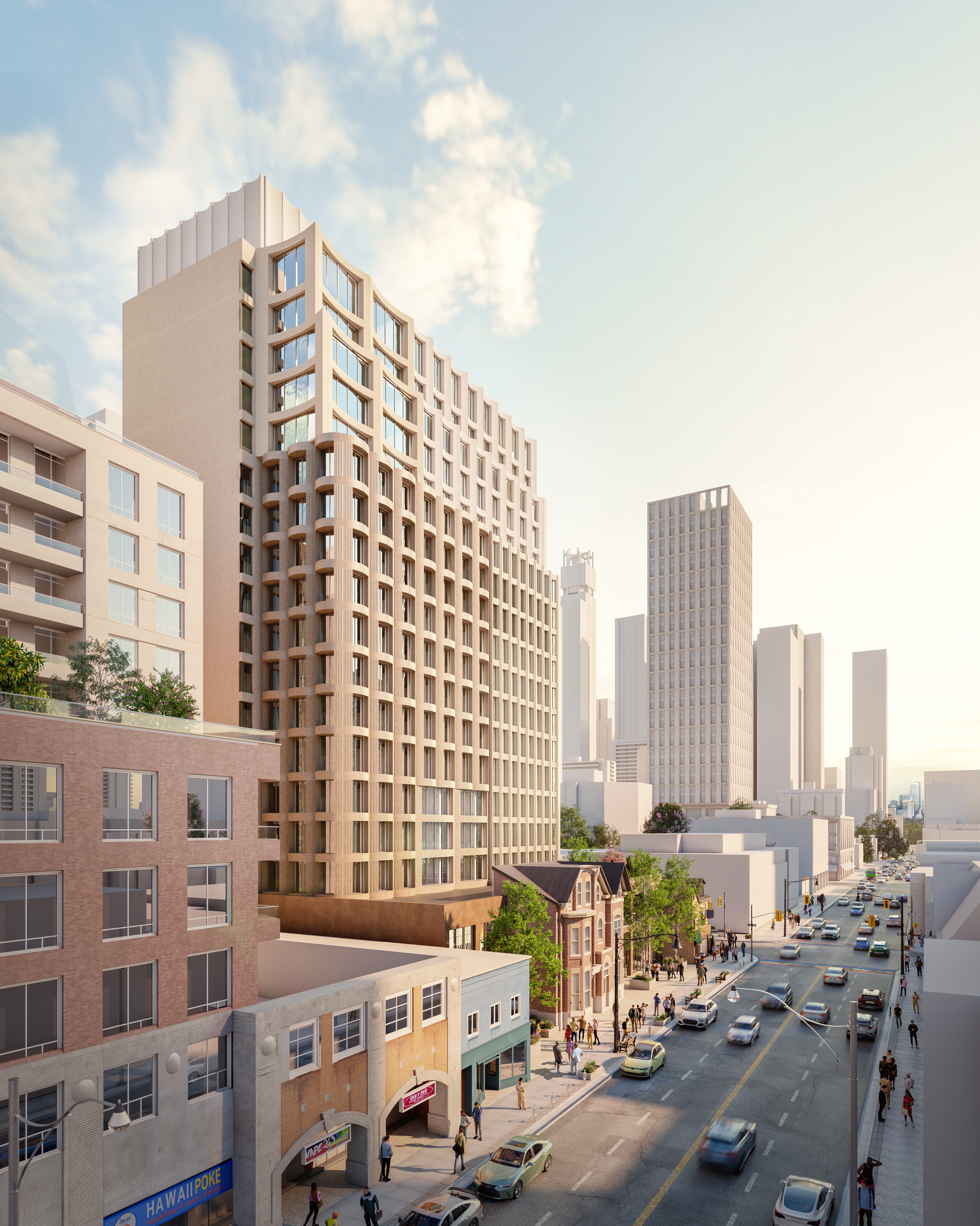 3D rendering of the 18-storey settlement building at 506–516 Church Street